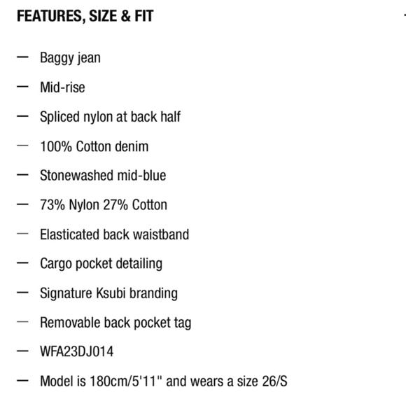 KSUBI Baggy Jean Nylon Splice - size 24 NWT - Picture 7 of 11